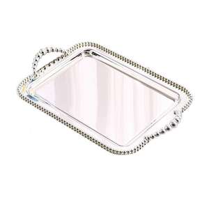 Plateau en acier inoxydable argenté et doré, design personnalisé, pour hôtel, restaurant, thé, café, fruits, plateau de service - Product Image 1