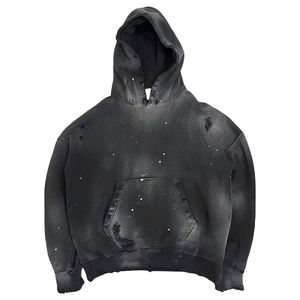 Sudadera con Capucha Oversize de Invierno Unisex de Alta Calidad, Estilo Boxy, con Efecto Desgastado, Lavado Ácido, Estampado y Bordado, 100% Algodón - Product Image 3