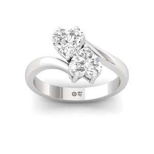 Anillo de Compromiso de Lujo de Plata de Ley Chapado en Oro de 10K con Diamante Cultivado en Laboratorio con Corte Corazón Eterno para Mujer - Product Image 3