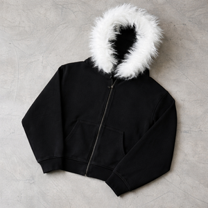 Custom High Quality Eco-Friendly Winter Designer Zip up 100% Cotton French Terry Oversized Acid Wash Faux <b>Fur</b> Zip Hoodie Men - Product Image 6