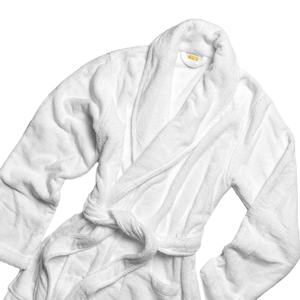 Vente en gros Peignoir en molleton de flanelle moelleux en jacquard gaufré doux et chaud pour hommes avec logo Peignoir de bain en flanelle en peluche unisexe pour hommes - Product Image 2