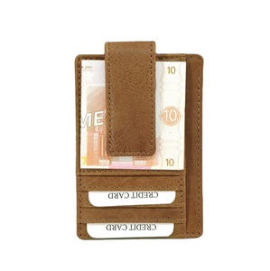 Crazy Horse Washed Leather Vintage Magnetic Clip Snap Card Holder <b>Purse</b> Waiters Wallets See Through Window ID Credit Simple 2026 - Product Image 1