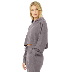 Sudadera de punto con capucha extragrande para mujer, color liso, hombros caídos, manga larga, para otoño - Product Image 1
