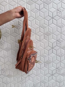 Latest Arrival Boot Stitch Hand Tool Carving Suede Leather <b>Backpack</b> Fashion School Unisex Day Bag Wholesale Bulk Product - Product Image 2