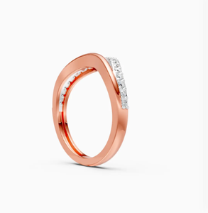 Bague en or rose, or blanc ou or jaune 9 carats avec diamants de laboratoire de 0,27 carat en forme de vague de diamants courbés - Product Image 3