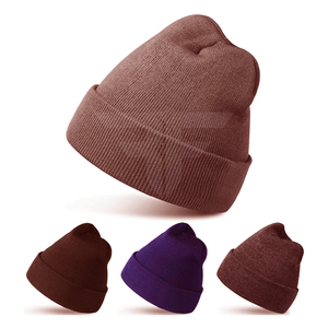 Factory OEM High Quality 100% Acrylic Knitted Beanie Anime Cuffed Unisex Beach Winter <b>Think</b> Cap Running Bulk Custom Logo Bonnet - Product Image 1