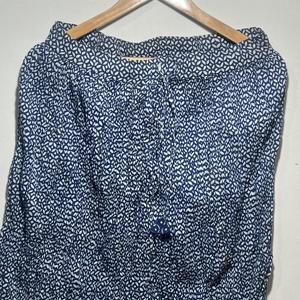 Jupe d'été élégante et décontractée pour femme en coton 100% bleu foncé, avec empiècements, en tissu imprimé floral fait main, confortable, naturel et respirant - Product Image 2