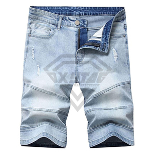 Shorts de Mezclilla para Hombre, Estilo Biker, Lavado Claro, Personalizados, OEM, de Alta Calidad, Desgastados y Rotos, Ropa Urbana - Product Image 1