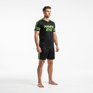 Conjunto de Camiseta de Fútbol Hawkeye para Hombre, Azul Marino y Rosa a Rayas, Cuello Redondo, Manga Corta, Poliéster, Ropa Deportiva de Equipo - Product Image 6