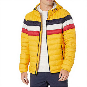 Custom Puffer Jacket Bubble <b>Coat</b> Thick Cotton <b>Lined</b> Polyester Filled Casual Washed Zipper Front Logo Winter for Men - Product Image 3