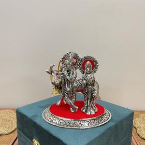 Rádha Krishna Plateado en Plata con Pavo Real Lateral y Caja de Regalo - Product Image 3