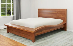 Lit avec pied de lit intégré, taille King Size, cadre de lit en bois luxueux, fabrication artisanale, dessus en bois massif, haut de gamme, sculpté à la main, pour chambre à coucher - Product Image 2