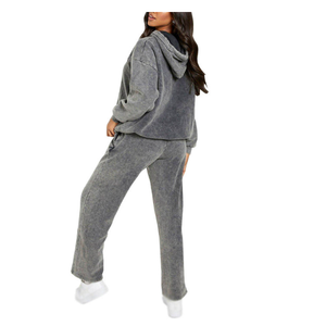 Chándal de algodón oversize con pedrería, transpirable, de alta calidad, estilo vintage, con lavado ácido intenso, para mujer - Product Image 2
