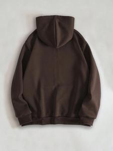 Sweat-shirt à capuche zippé marron Y2K Streetwear personnalisé, unisexe, coupe oversize, avec motif croix gothique en strass et cristaux - Product Image 6