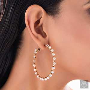 PRAO Luxe Waves <b>Fine</b> <b>Hoop</b> <b>Earrings</b> Big Wavy Pearl <b>Hoops</b> - Product Image 2
