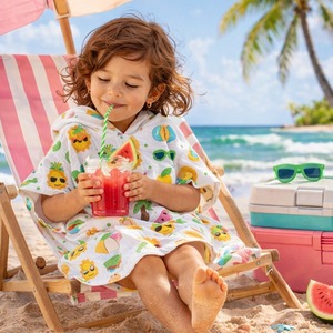 Poncho bébé unisexe personnalisable 100% coton biologique, doux, respirant, à capuche, design doux pour la peau - Product Image 3