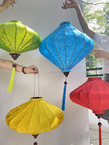 Hoi Silk Lantern Bamboo Support Colorful Vietnamese Wall Hanging Graduation Easter Lunar New Year Offset High Quality Decoration - Product Image 1