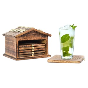 Posavasos de Madera de Caucho Hechos a Mano y Ecológicos al por Mayor - Product Image 1