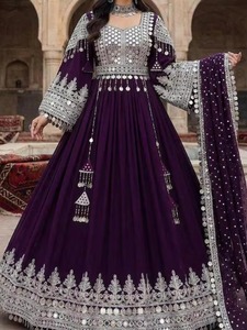 Conjunto de Vestido de Novia Afgano Vintage Color Granate para Mujer, Hecho a Mano con Espejos, Maxi Dupatta, Traje de Novio - Product Image 5