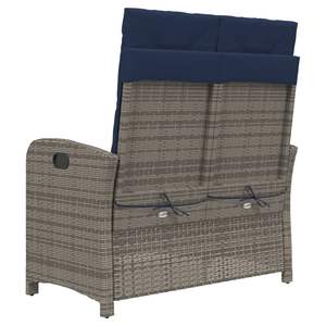 Banco de jardín reclinable gris y azul marino para decoración de patio - Product Image 5