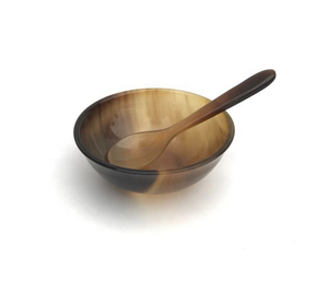 Bol à salade et à fruits vintage en corne de buffle sculptée, vaisselle indienne en corne, idéal pour les cadeaux d'affaires - Product Image 3