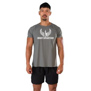 T-shirt de sport gris acier pour homme, tissu respirant haute performance, vêtements de sport pour la course à pied, la gym et la remise en forme - Product Image 1