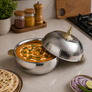 Casserole isotherme à double paroi en acier inoxydable de qualité supérieure avec poignées dorées, bol de service de qualité alimentaire pour la cuisine à domicile - Product Image 4