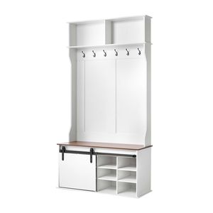 Perchero con Banco y Almacenamiento para Zapatos, Mueble de Entrada de 42 Pulgadas de Ancho con Ganchos para Colgar y Estantes Ajustables - Product Image 1
