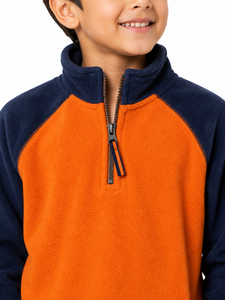 Sweat-shirt à col zippé en polaire pour enfants Livster, pull thermique doux pour garçons, col haut, manches longues, haut en polaire d'hiver - Product Image 4