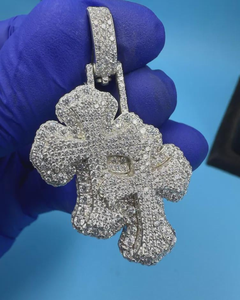 Colgante de Cruz Cristiana con Moissanita, Plata de Ley 925, Corte Brillante Redondo, Amuleto de Lujo con Temática Religiosa para Unisex - Product Image 1
