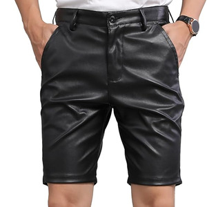 Nouveauté 2026 – Short en cuir noir respirant pour homme, tendance, confortable, avec logo personnalisé, haute qualité, style clubwear et streetwear - Product Image 1