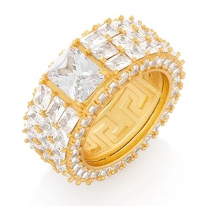 Diamond <b>Statement</b> <b>Ring</b> in 14K Yellow Gold Bold Men's Fine Jewelry Piece Featuring Central Radiant-Cut Solitaire Anchored - Product Image 2