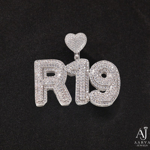 Pendentif personnalisable lettre initiale sertie de moissanite, breloque en argent sterling, bijoux hip-hop pour soirée - Product Image 2