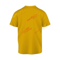 T-shirt à manches courtes en coton 96% et élasthanne 4% de couleur dorée, avec logo imprimé sur la poitrine, texte personnalisé, style élégant, décontracté et respirant