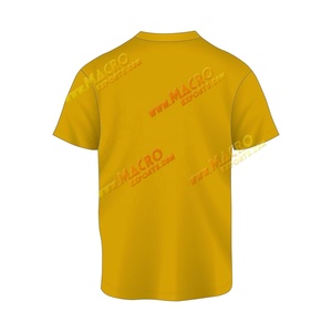 เสื้อยืดแขนสั้นสีทอง ผ้าฝ้าย 96% สแปนเด็กซ์ 4% ทอเนื้อผ้าอย่างดี พิมพ์ลายโลโก้สีขาวที่อก พร้อมข้อความแบบกำหนดเอง ดีไซน์ทันสมัย สวมใส่สบาย ระบายอากาศได้ดี - Product Image 3