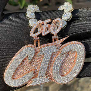 Custom Two Tone Luxury VVS Moissanite Latter Name Bail Pendant Hip Hop Pendant 925 Silver Iced Out Pendant Pass Diamond <b>Tester</b> - Product Image 4
