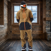 Blouson d'hiver matelassé imperméable pour homme avec capuche, design color block, fermeture éclair, rembourrage épais en polyester