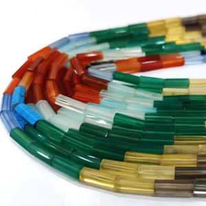 Pierres précieuses naturelles multicolores, forme tube, briolette 5x15mm, vendues par brin de 14 pouces de long - Product Image 2