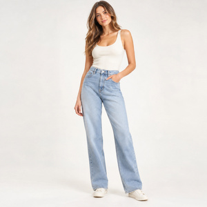 Jeans Ajustados de Cintura Alta para Mujer, Pantalones Vaqueros Clásicos de Mezclilla Azul Claro, Disponibles en Tallas XS-XL - Product Image 5