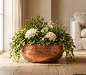 Jardinière murale en métal martelé pour décoration intérieure et extérieure, pot à fleurs mural suspendu en fer, jardinière moderne pour la maison et le jardin, jardinière en cuivre - Product Image 3