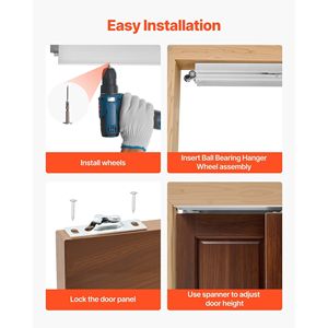 Kit de Herrajes para Puerta Corredera de Doble Riel de Aleación de Aluminio de 4 Pies, Fácil Instalación, Funcionamiento Suave y Silencioso - Product Image 6