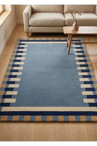 Tapis en laine tissé personnalisé de haute qualité avec logo, antidérapant, fait main, motif géométrique, à poils épais, avec support en coton anti-déchirure - Product Image 3