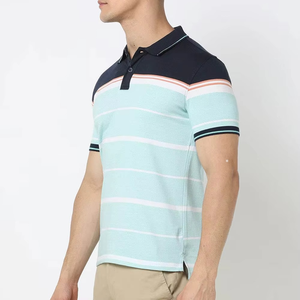 Polo multicolore pour homme de qualité supérieure, respirant, à rayures, pour le golf, avec logo personnalisé, fournisseur OEM ODM - Product Image 4