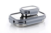 Boîte à collation réutilisable en acier inoxydable à 2 compartiments, boîte alimentaire, boîte bento, compatible micro-ondes, sans BPA, boîte à assaisonnements avec couvercles