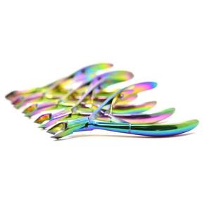 Ensemble de coupe-ongles professionnels en acier inoxydable couleur arc-en-ciel, coupe-ongles droits à ouverture large, design durable pour les ongles des doigts - Product Image 1