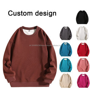 Suéter de lana pesado para parejas, Sudadera de cuello redondo de gran tamaño para hombres, sudaderas con capucha sueltas con hombros descubiertos en blanco - Product Image 2