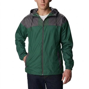Veste coupe-vent à capuche bicolore pour homme, fermeture éclair intégrale, légère, résistante à l'eau, veste de sport décontractée pour l'extérieur - Product Image 1