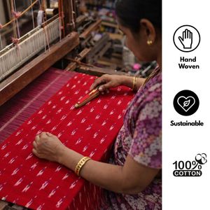 Handwoven Traditional Ikat Fabric Cotton Ethical Artisan Made Eco Friendly Durable <b>Machine</b> Washable Skin Friendly Material - Product Image 5