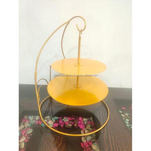 Wedding Decoration 2 Tier Cake Stand Serving Platter <b>Gold</b> Powder Coated Finishing Elegant Cake Fruits Dessert <b>Placemat</b> Cakestand - Product Image 1