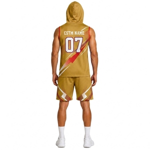 7 on 7 Sleeveless Hooded Football Uniform Custom Team Jersey and Shorts Athletic Training Gamewear Set - Product Image 2